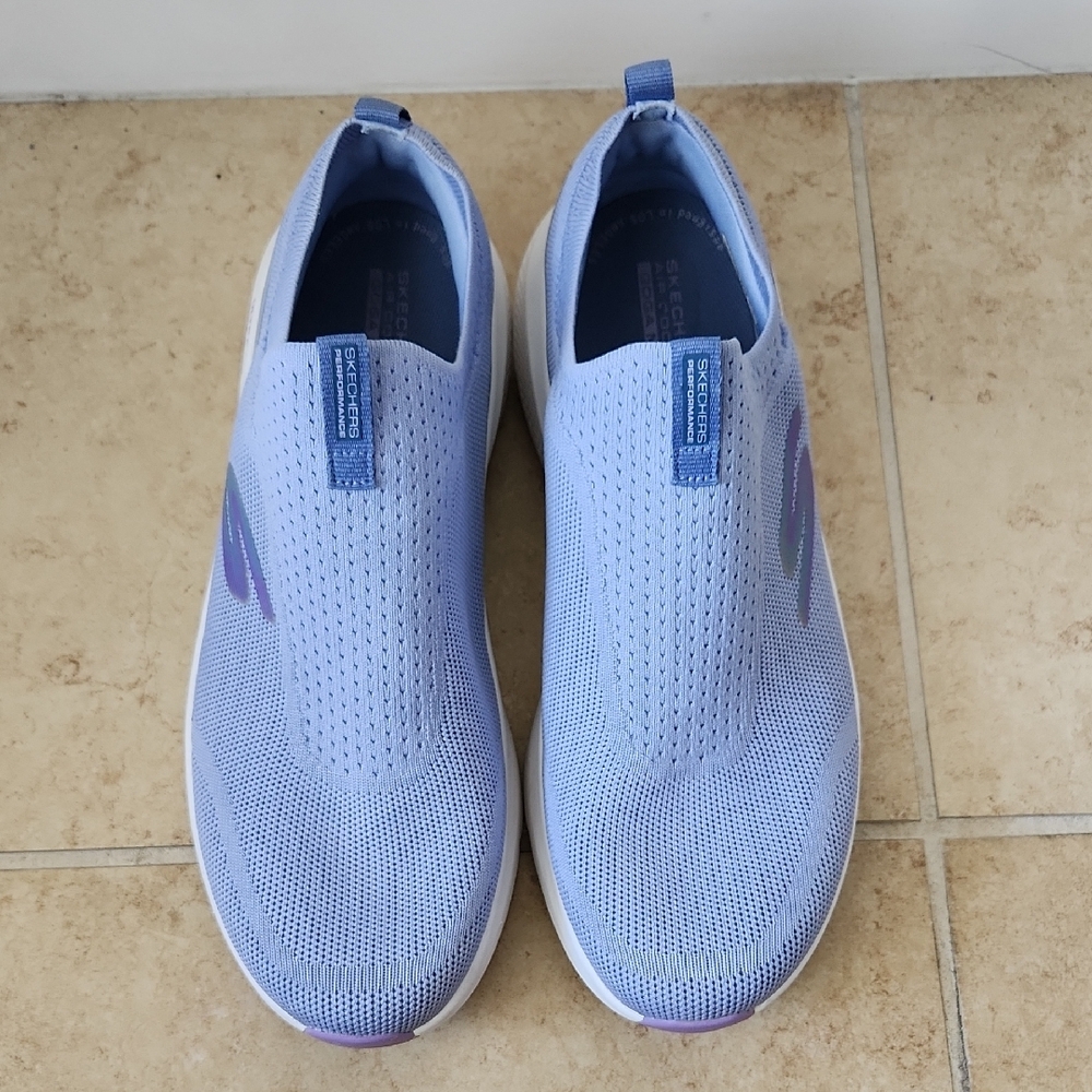Skechers Women's Light Blue Slip-On Sneakers - Picture 7 of 16